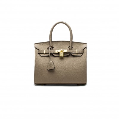 HERMES MASTER BIRKIN 30 TOGO LEATHER TURTLEDOVE GREY GOLD BUCKLE HANDBAG 970384942 (30*20*13cm)